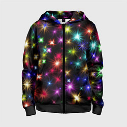 Толстовка на молнии детская ПРАЗДНИЧНЫЕ ОГОНЬКИ, цвет: 3D-черный