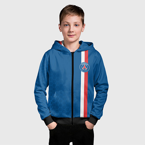 Детская толстовка на молнии PSG SPORT STRIPES UNIFORM / 3D-Черный – фото 3