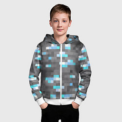 Толстовка на молнии детская АЛМАЗНАЯ РУДА DIAMOND ORE MINCRAFT, цвет: 3D-белый — фото 2