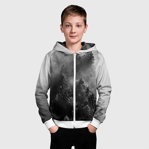 Детская толстовка на молнии МРАЧНЫЙ ЛЕС FOREST / 3D-Белый – фото 3