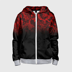 Толстовка на молнии детская BLACK RED CAMO RED MILLITARY, цвет: 3D-меланж