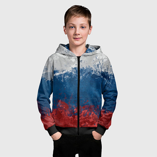 Детская толстовка на молнии Россия Абстракция Russia Abstraction / 3D-Черный – фото 3