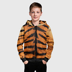 Толстовка на молнии детская ТИГРИНАЯ ШКУРА, цвет: 3D-черный — фото 2