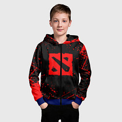 Толстовка на молнии детская DOTA 2 БРЫЗГИ КРАСОК ДОТА 2 ЛОГО, цвет: 3D-синий — фото 2
