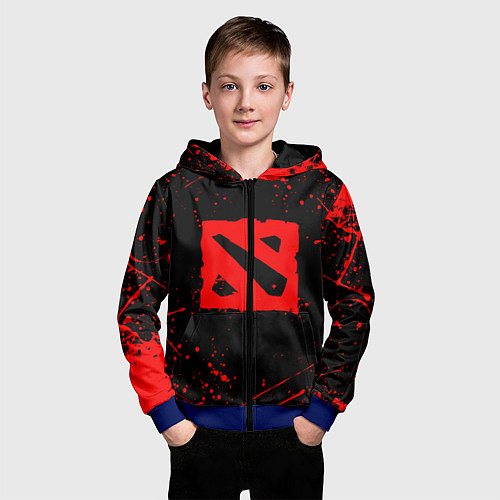 Детская толстовка на молнии DOTA 2 БРЫЗГИ КРАСОК ДОТА 2 ЛОГО / 3D-Синий – фото 3