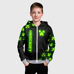 Толстовка на молнии детская MINECRAFT NEON LOGO CREEPER, цвет: 3D-меланж — фото 2