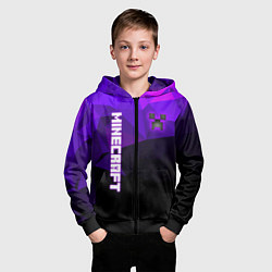 Толстовка на молнии детская Крипер Бездный Майнкрафт, цвет: 3D-черный — фото 2