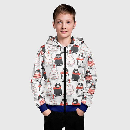Детская толстовка на молнии НОВОГОДНИЕ КОТИКИ 2022 / 3D-Синий – фото 3
