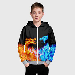 Толстовка на молнии детская FIRE DRAGONS ОГНЕННЫЕ ДРАКОНЫ, цвет: 3D-меланж — фото 2