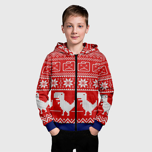 Детская толстовка на молнии Вязаный принт / 3D-Синий – фото 3