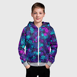 Толстовка на молнии детская Неоновые снежинки, цвет: 3D-меланж — фото 2
