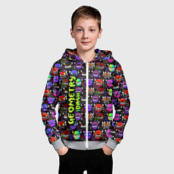 Толстовка на молнии детская Geometry Dash: Heroes, цвет: 3D-меланж — фото 2
