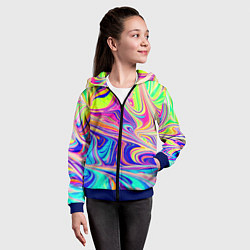 Толстовка на молнии детская Аномально яркие цветные разводы, цвет: 3D-синий — фото 2