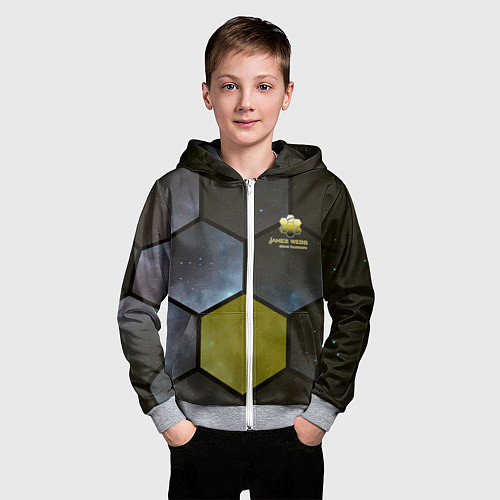 Детская толстовка на молнии JWST space cell theme / 3D-Меланж – фото 3