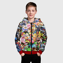 Толстовка на молнии детская SUPER SMASH BROS ГЕРОИ ИГРЫ, цвет: 3D-красный — фото 2