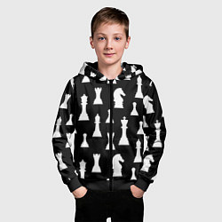 Толстовка на молнии детская Белые шахматные фигуры, цвет: 3D-черный — фото 2