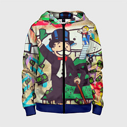 Толстовка на молнии детская Alec Monopoly ART, цвет: 3D-синий