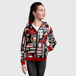 Толстовка на молнии детская БУМАЖНЫЙ ДОМ ЛОГОБОМБИНГ LA CASA DE PAPEL, цвет: 3D-красный — фото 2