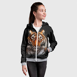 Толстовка на молнии детская Реалистичный тигр Realistic Tiger, цвет: 3D-меланж — фото 2