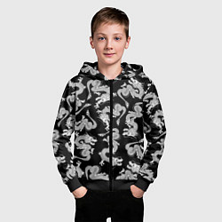 Толстовка на молнии детская Драконыdragon, цвет: 3D-черный — фото 2