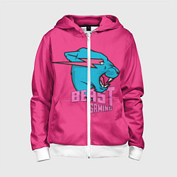 Толстовка на молнии детская Mr Beast Gaming Full Print Pink edition, цвет: 3D-белый
