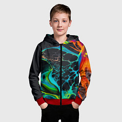 Толстовка на молнии детская Огни большого города, цвет: 3D-красный — фото 2