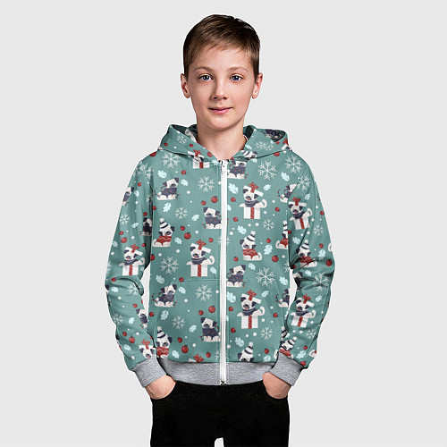 Детская толстовка на молнии Веселые Собачки 2022 / 3D-Меланж – фото 3