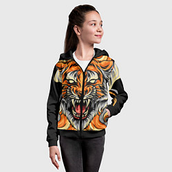 Толстовка на молнии детская Символ года тигр в гневе, цвет: 3D-черный — фото 2