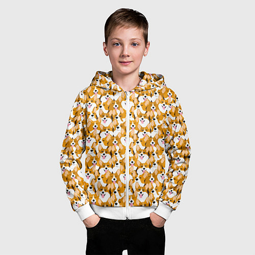 Детская толстовка на молнии Собаки Корги / 3D-Белый – фото 3