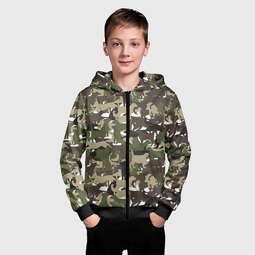 Детская толстовка на молнии Камуфляж из Собак Camouflage / 3D-Черный – фото 3