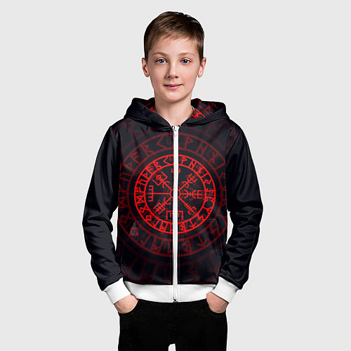 Детская толстовка на молнии Красный Вегвизир / 3D-Белый – фото 3