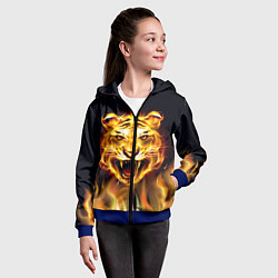 Толстовка на молнии детская Тигр В Пламени, цвет: 3D-синий — фото 2