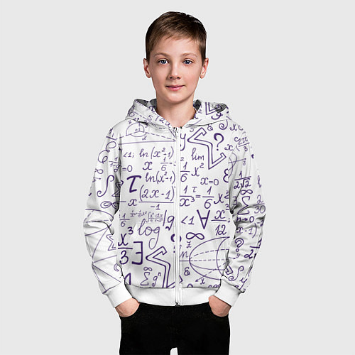 Детская толстовка на молнии МАТЕМАТИЧЕСКИЕ ФОРМУЛЫ НАУКА / 3D-Белый – фото 3