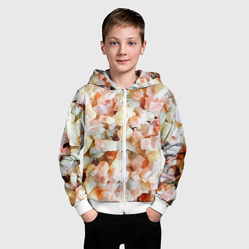 Детская толстовка на молнии Салат Оливье Новогодняя Оливьешка / 3D-Белый – фото 3