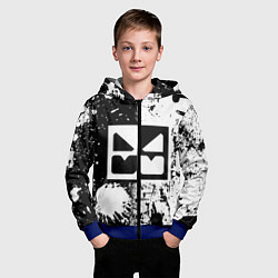 Толстовка на молнии детская GEOMETRY DASH BLACK & WHITE SMILE, цвет: 3D-синий — фото 2