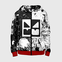 Толстовка на молнии детская GEOMETRY DASH BLACK & WHITE SMILE, цвет: 3D-красный