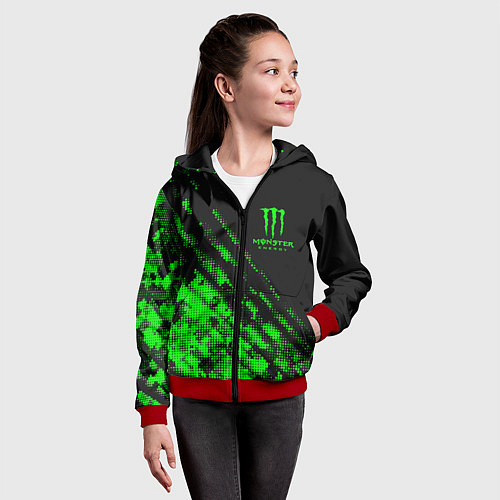 Детская толстовка на молнии Monster Energy Текстура / 3D-Красный – фото 4