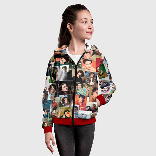 Детская толстовка на молнии Тимоти цветной коллаж / 3D-Красный – фото 4