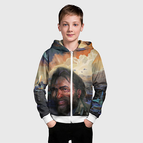 Детская толстовка на молнии Disco Elysium Harrier Du Bois / 3D-Белый – фото 3