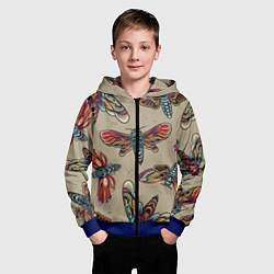 Толстовка на молнии детская Мотыльки-черепа, цвет: 3D-синий — фото 2