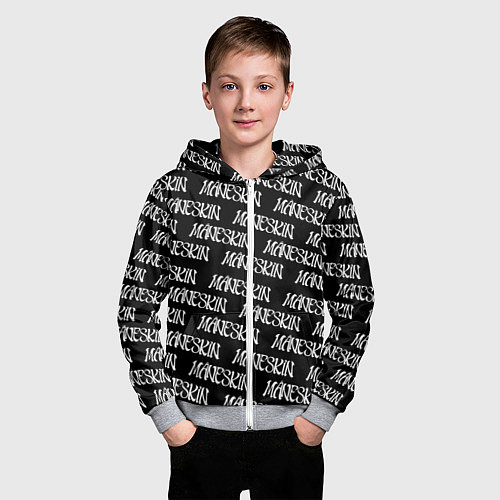 Детская толстовка на молнии MANESKIN LOGO WHITE PATTERN / 3D-Меланж – фото 3