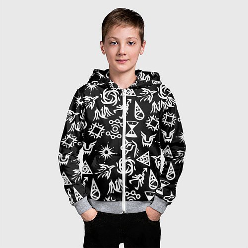 Детская толстовка на молнии EXO BAND SYMBOL PATTERN WHITE K-POP / 3D-Меланж – фото 3