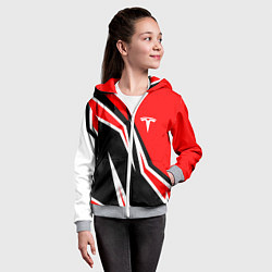 Толстовка на молнии детская TESLA MOTORS RED LINE ТЕСЛА, цвет: 3D-меланж — фото 2