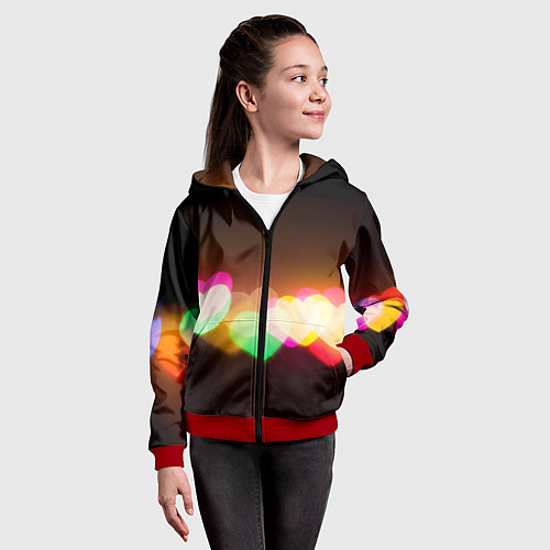 Детская толстовка на молнии Горящие сердца всех цветов радуги / 3D-Красный – фото 4