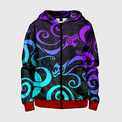 Толстовка на молнии детская НЕОНОВОЕ ТАТУ ДРАКЕНА УЗОР, цвет: 3D-красный