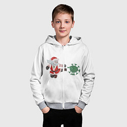 Толстовка на молнии детская Дед Мороз Против Вируса, цвет: 3D-меланж — фото 2