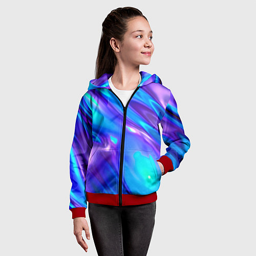 Детская толстовка на молнии Neon Holographic / 3D-Красный – фото 4