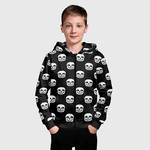 Детская толстовка на молнии UNDERTALE SANS SKULL FACE PATTERN УЗОР / 3D-Черный – фото 3