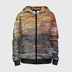 Толстовка на молнии детская Книжные кирпичики знаний, цвет: 3D-черный