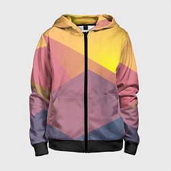 Толстовка на молнии детская Рассвет в горах искусства, цвет: 3D-черный